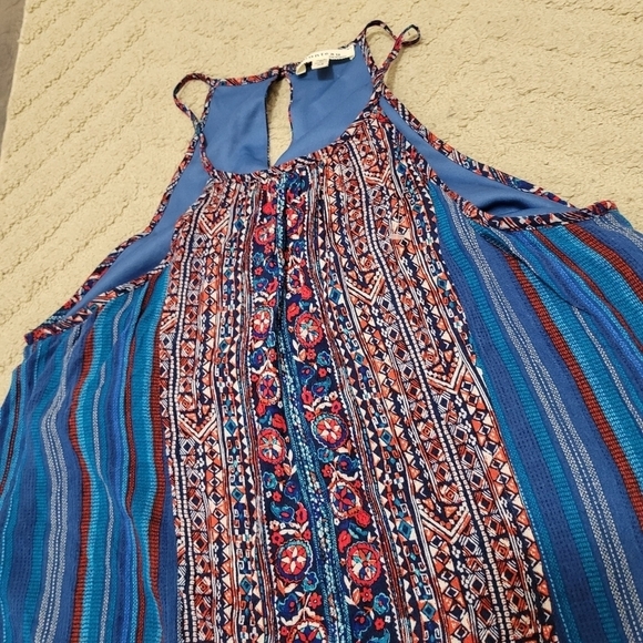 114. Monteau Blue Stripe Geometric Mini Dress - Picture 3 of 6